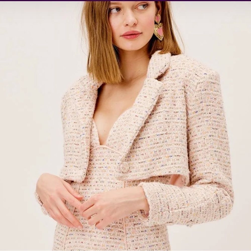 For Love & Lemons Dionne Cropped Blazer In Carnation New Size Xs (Blazer Only)